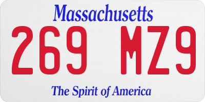 MA license plate 269MZ9