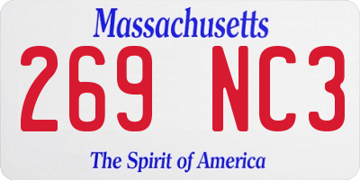 MA license plate 269NC3