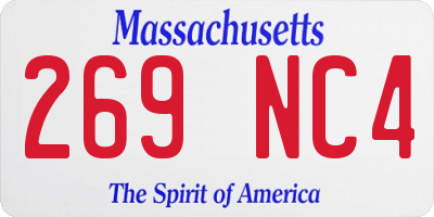 MA license plate 269NC4