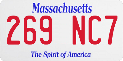 MA license plate 269NC7