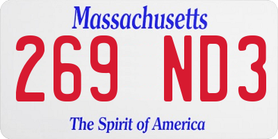 MA license plate 269ND3