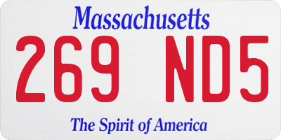 MA license plate 269ND5