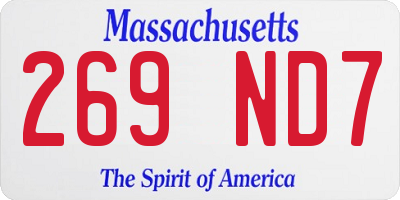MA license plate 269ND7