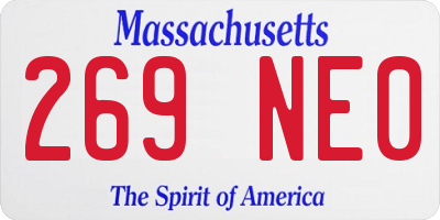 MA license plate 269NE0
