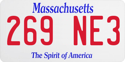 MA license plate 269NE3