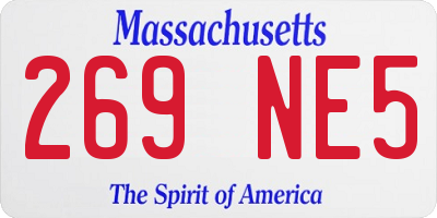 MA license plate 269NE5