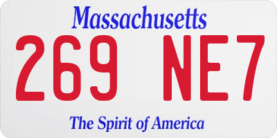 MA license plate 269NE7