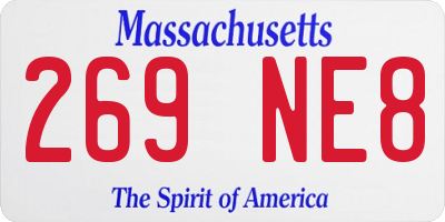 MA license plate 269NE8