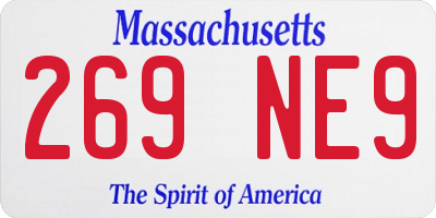 MA license plate 269NE9