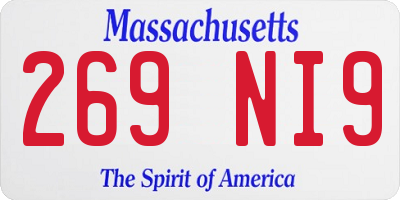 MA license plate 269NI9