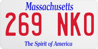 MA license plate 269NK0