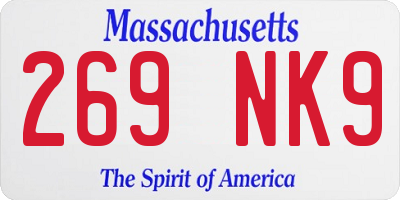 MA license plate 269NK9