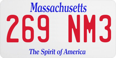 MA license plate 269NM3