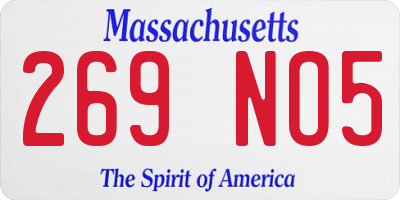 MA license plate 269NO5