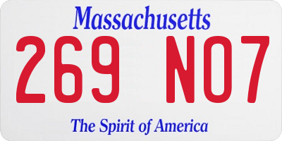 MA license plate 269NO7