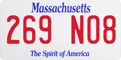 MA license plate 269NO8