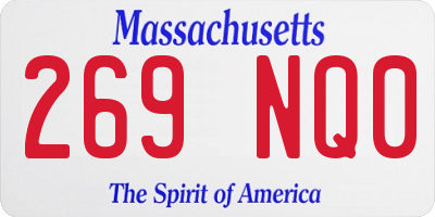 MA license plate 269NQ0