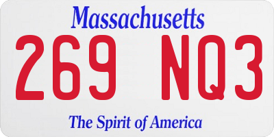 MA license plate 269NQ3