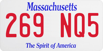MA license plate 269NQ5