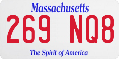 MA license plate 269NQ8