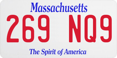 MA license plate 269NQ9