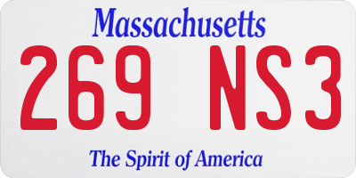 MA license plate 269NS3