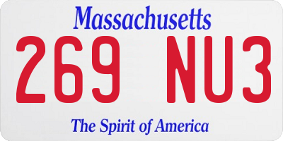 MA license plate 269NU3