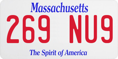 MA license plate 269NU9