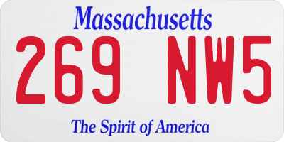 MA license plate 269NW5