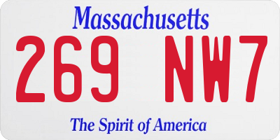MA license plate 269NW7