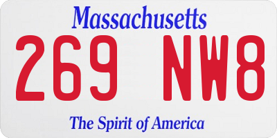 MA license plate 269NW8