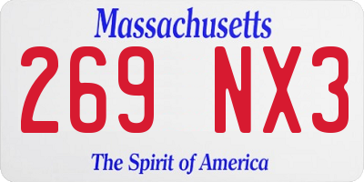 MA license plate 269NX3