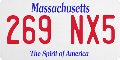MA license plate 269NX5