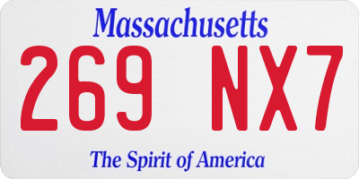 MA license plate 269NX7