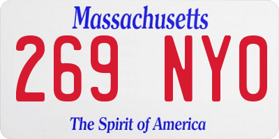MA license plate 269NY0