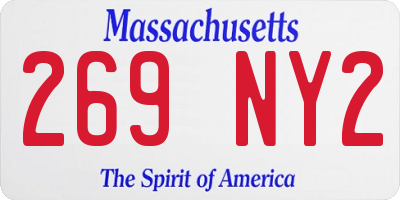 MA license plate 269NY2