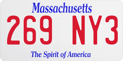 MA license plate 269NY3