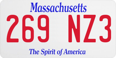 MA license plate 269NZ3