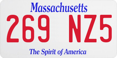 MA license plate 269NZ5