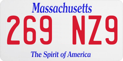 MA license plate 269NZ9