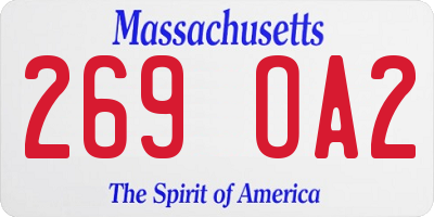 MA license plate 269OA2