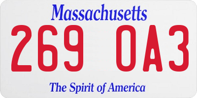 MA license plate 269OA3