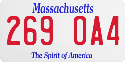 MA license plate 269OA4