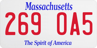 MA license plate 269OA5