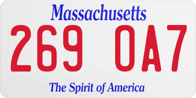 MA license plate 269OA7