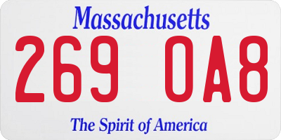 MA license plate 269OA8