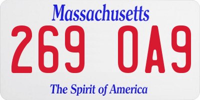 MA license plate 269OA9