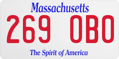 MA license plate 269OB0