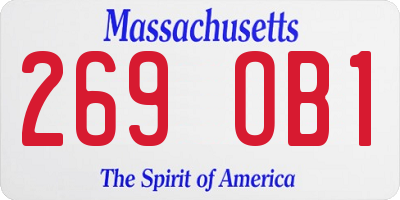 MA license plate 269OB1