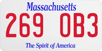 MA license plate 269OB3